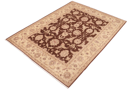 handmade Transitional Kafkaz Brown Beige Hand Knotted RECTANGLE 100% WOOL area rug 8' x 10'