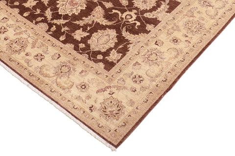 handmade Transitional Kafkaz Brown Beige Hand Knotted RECTANGLE 100% WOOL area rug 8' x 10'