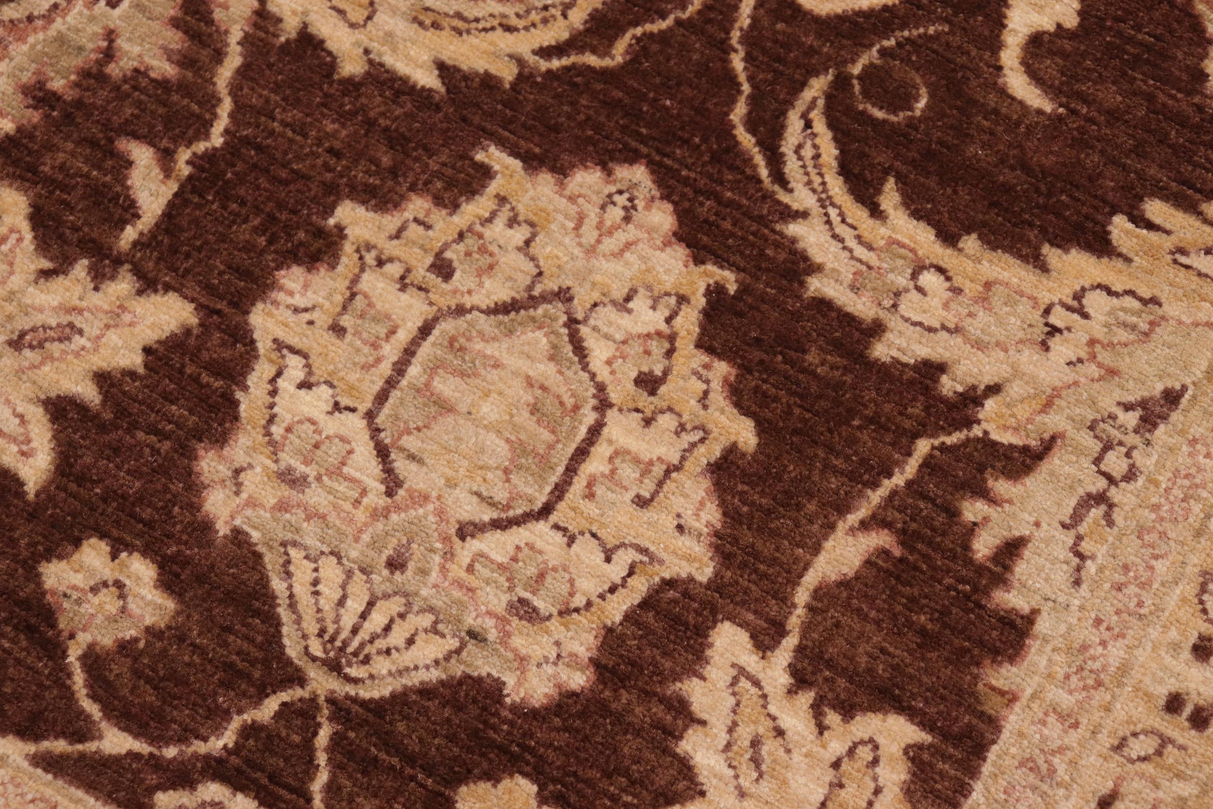 handmade Transitional Kafkaz Brown Beige Hand Knotted RECTANGLE 100% WOOL area rug 8' x 10'