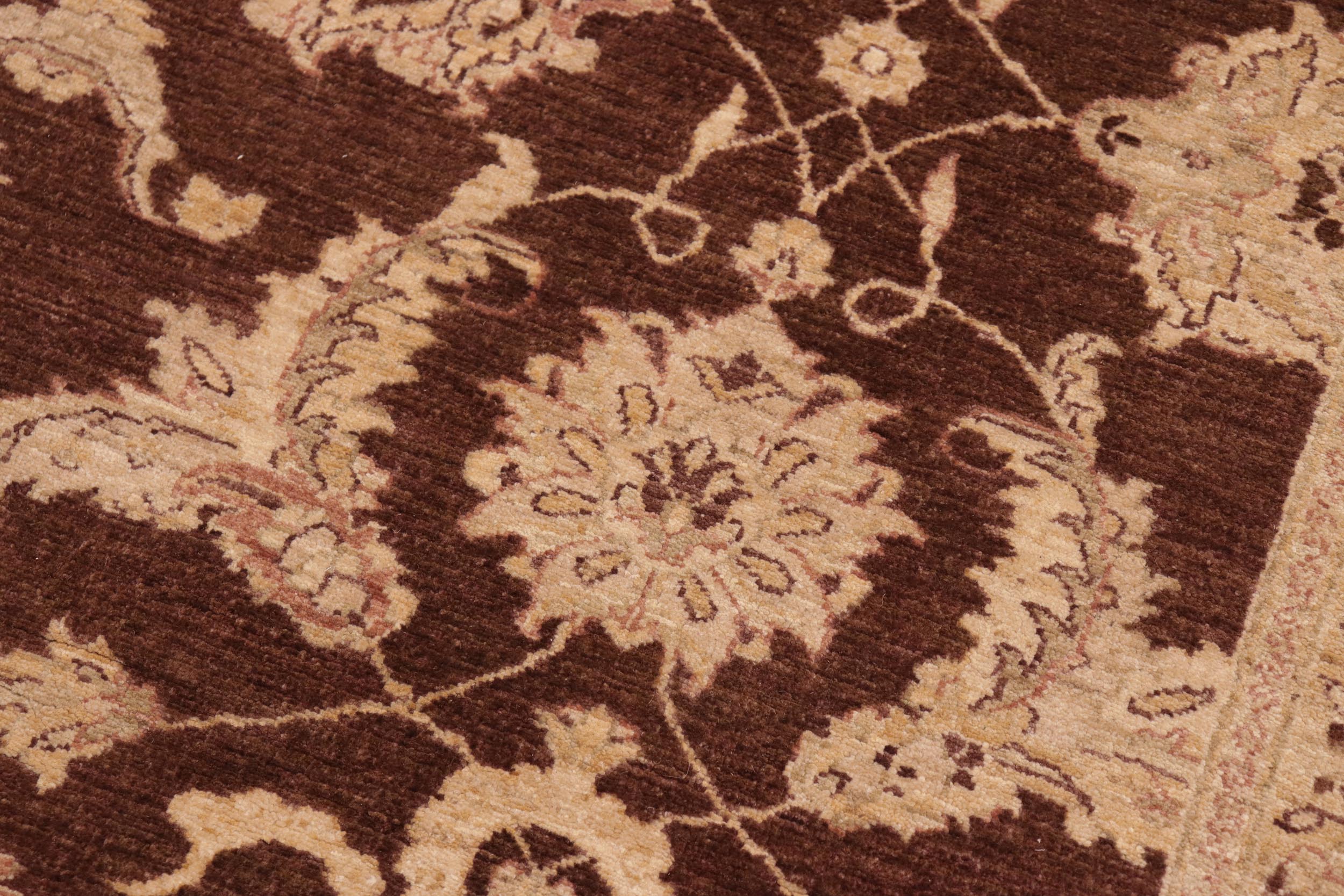 handmade Transitional Kafkaz Brown Beige Hand Knotted RECTANGLE 100% WOOL area rug 8' x 10'