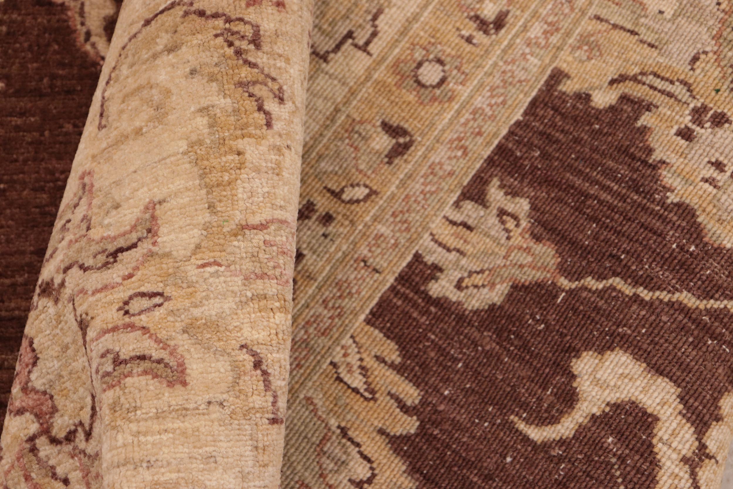 handmade Transitional Kafkaz Brown Beige Hand Knotted RECTANGLE 100% WOOL area rug 8' x 10'