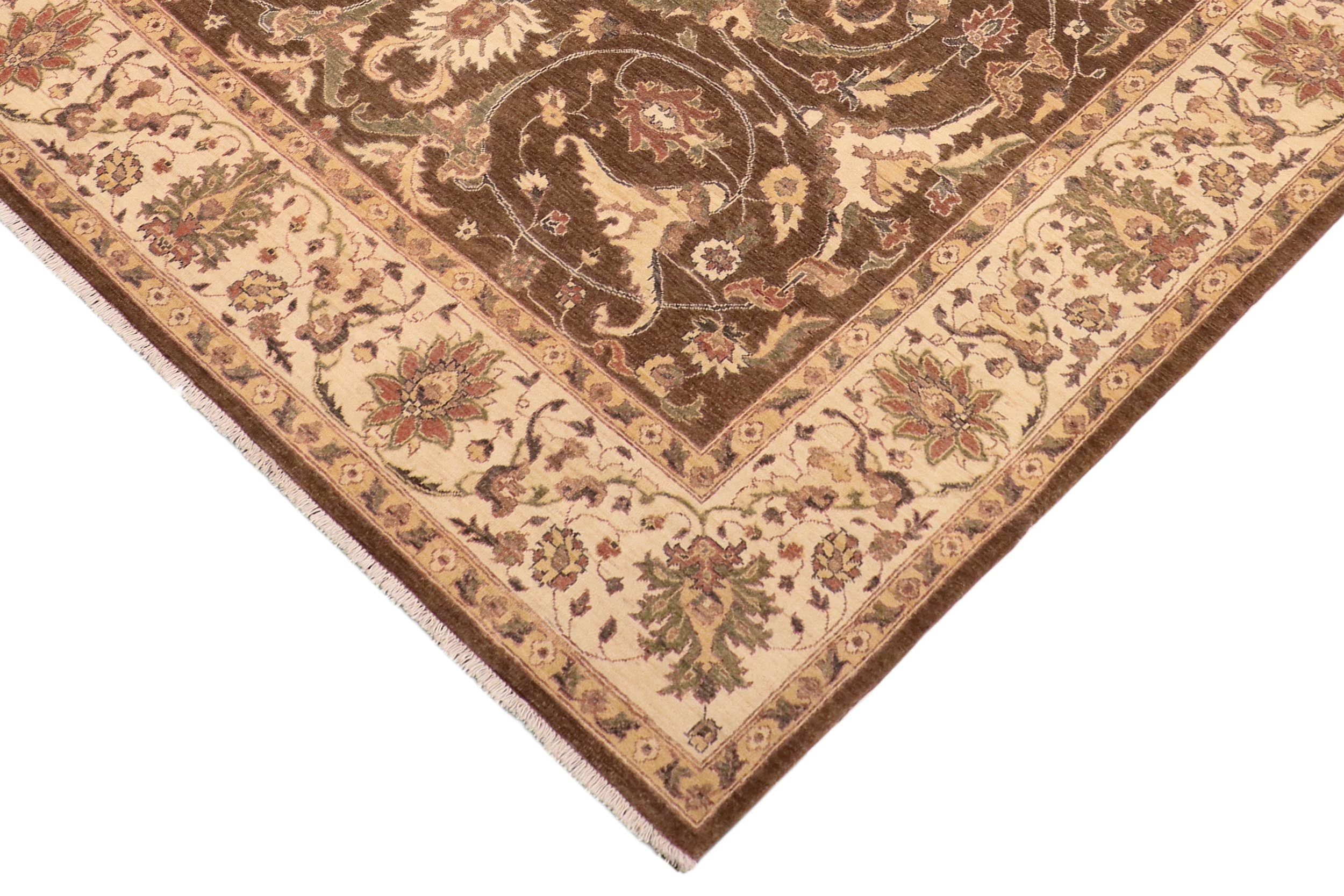 handmade Traditional Kafkaz Brown Beige Hand Knotted RECTANGLE 100% WOOL area rug 8x12