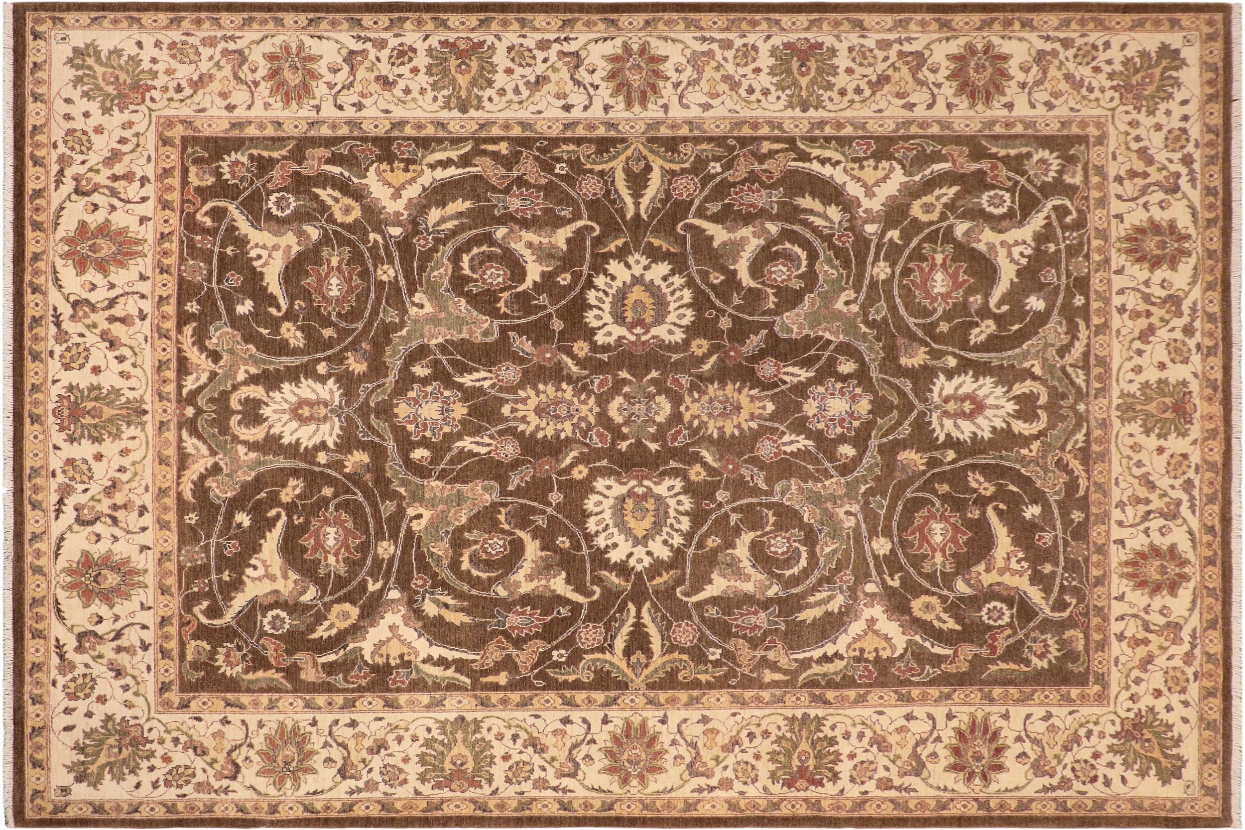 handmade Traditional Kafkaz Brown Beige Hand Knotted RECTANGLE 100% WOOL area rug 8x12