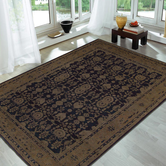 handmade Transitional Vintage Blue Brown Hand Knotted RECTANGLE 100% WOOL area rug 8' x 12'