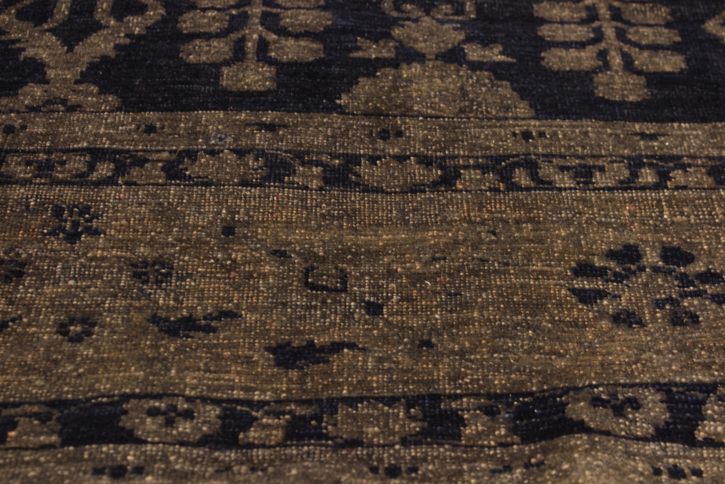 handmade Transitional Vintage Blue Brown Hand Knotted RECTANGLE 100% WOOL area rug 8' x 12'