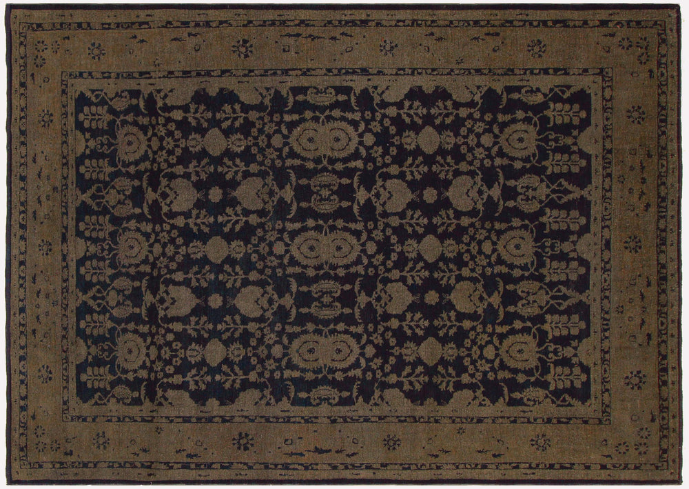 handmade Transitional Vintage Blue Brown Hand Knotted RECTANGLE 100% WOOL area rug 8' x 12'
