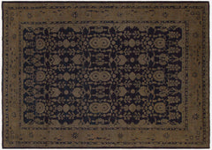 handmade Transitional Vintage Blue Brown Hand Knotted RECTANGLE 100% WOOL area rug 8' x 12'
