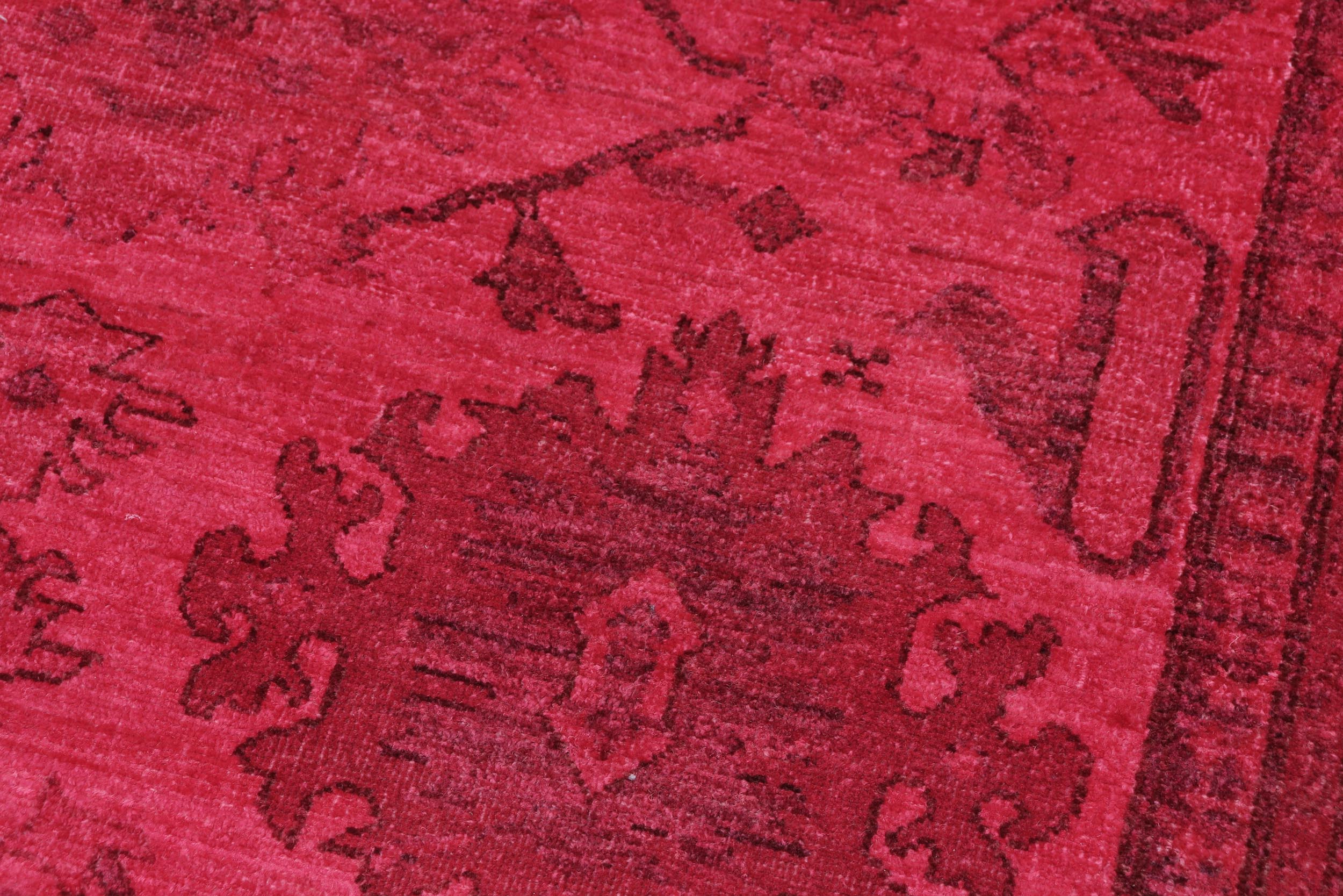 handmade Over Dyed Over Dyed Pink Pink Hand Knotted RECTANGLE 100% WOOL area rug 6' x 9'