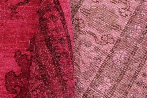 handmade Over Dyed Over Dyed Pink Pink Hand Knotted RECTANGLE 100% WOOL area rug 6' x 9'