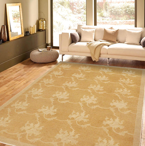 handmade Modern Kafkaz Dull Orange Tan Hand Knotted RECTANGLE 100% WOOL area rug 9' x 12'