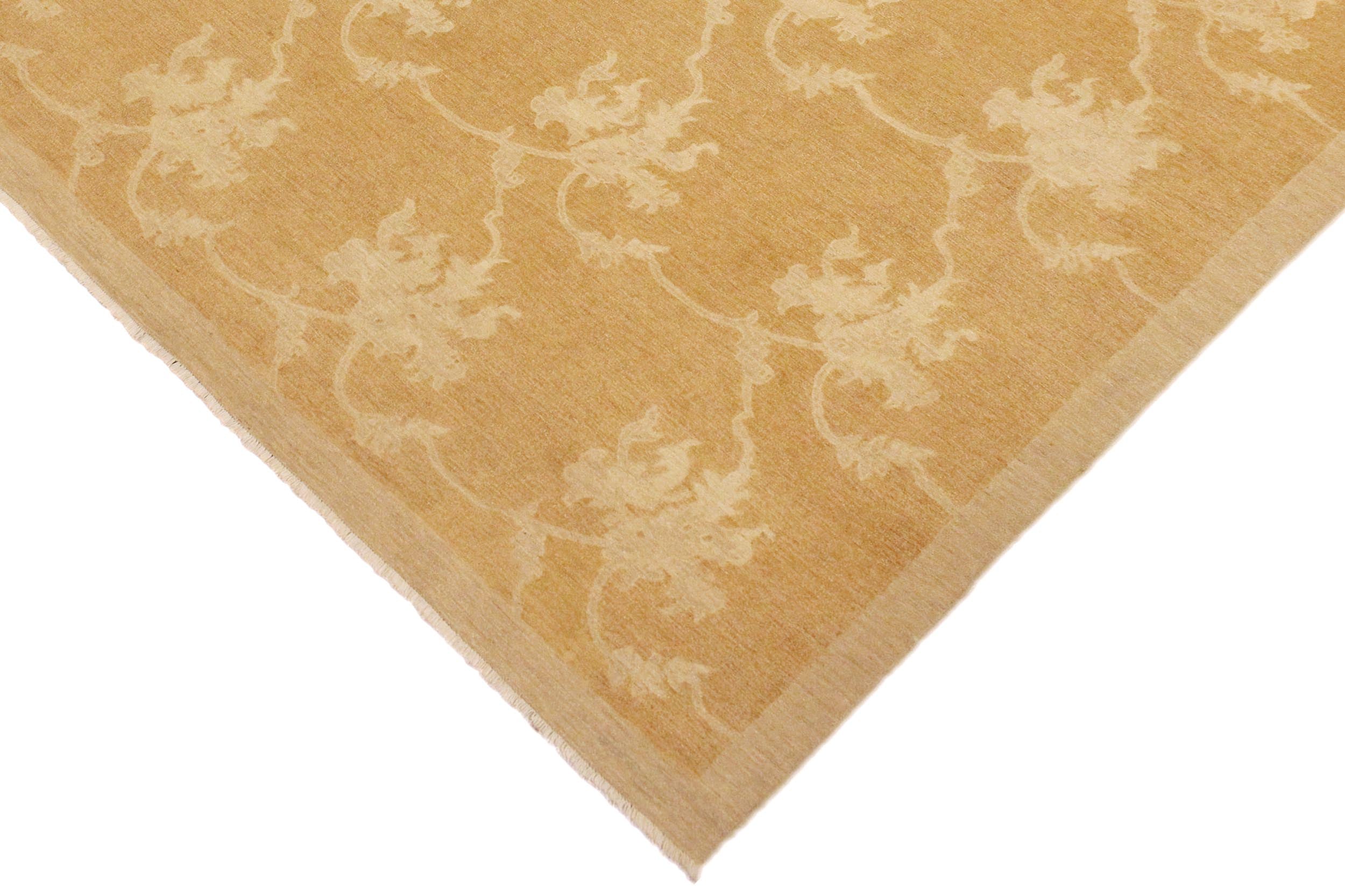 handmade Modern Kafkaz Dull Orange Tan Hand Knotted RECTANGLE 100% WOOL area rug 9' x 12'