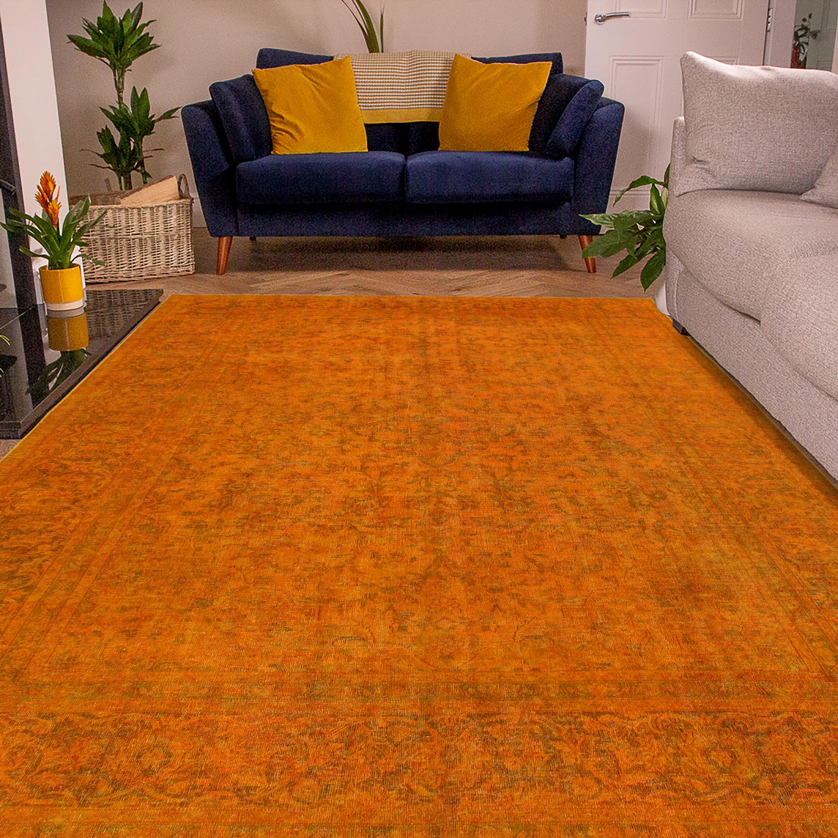 handmade Modern Vintage Orange Brown Hand Knotted RECTANGLE 100% WOOL area rug 8' x 11'