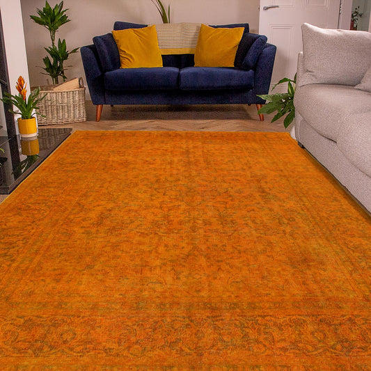 handmade Modern Vintage Orange Brown Hand Knotted RECTANGLE 100% WOOL area rug 8' x 11'