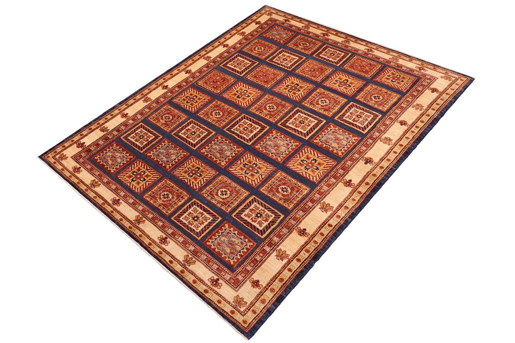 handmade Transitional Berjusta Blue Beige Hand Knotted RECTANGLE 100% WOOL area rug 8 x 10