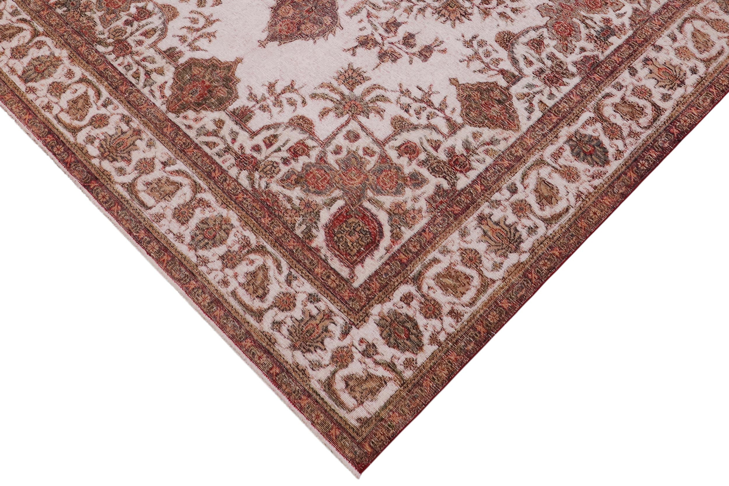 handmade Vintage Vintage Beige Red Hand Knotted RECTANGLE 100% WOOL area rug 8' x 10'