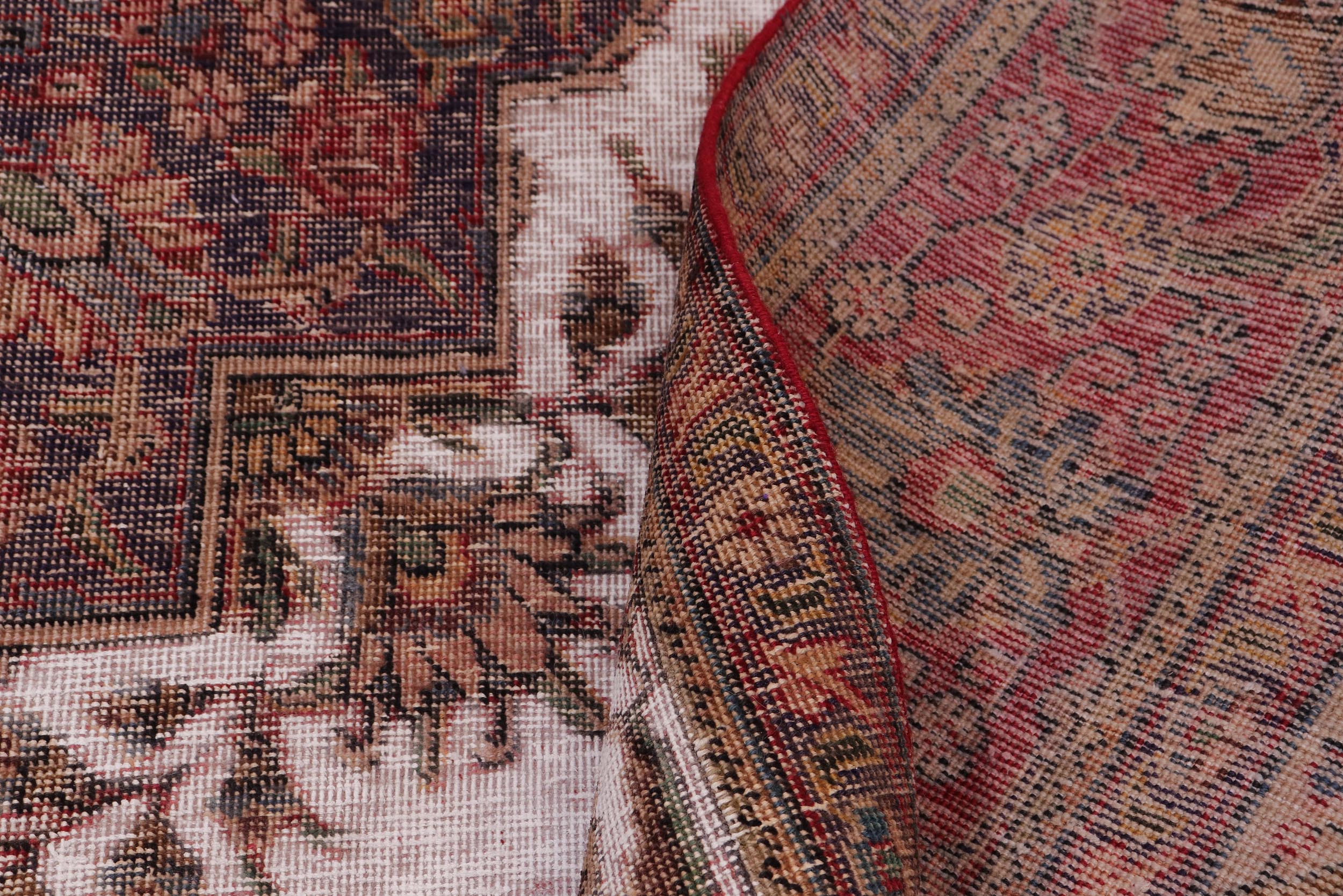 handmade Vintage Vintage Beige Red Hand Knotted RECTANGLE 100% WOOL area rug 8' x 10'