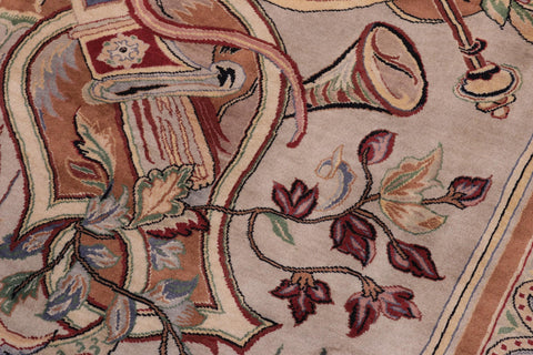 handmade Traditional Firdous Lt. Gray Black Hand Knotted RECTANGLE 100% WOOL area rug 10x14