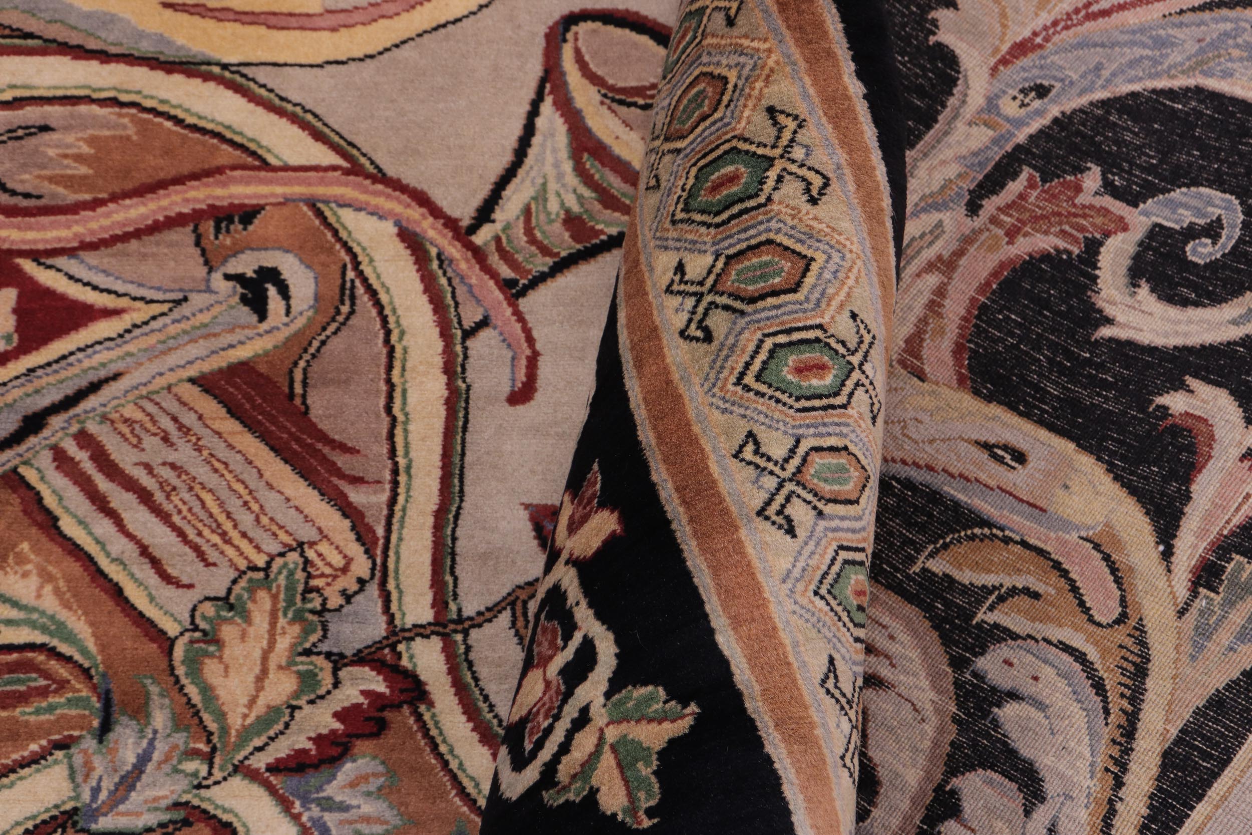 handmade Traditional Firdous Lt. Gray Black Hand Knotted RECTANGLE 100% WOOL area rug 10x14