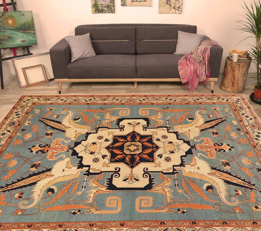 handmade Traditional Veg Dye Blue Beige Hand Knotted RECTANGLE 100% WOOL area rug 9 x 12