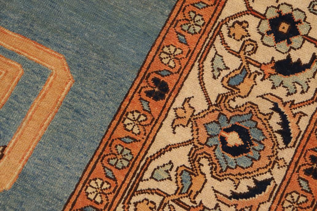 handmade Traditional Veg Dye Blue Beige Hand Knotted RECTANGLE 100% WOOL area rug 9 x 12