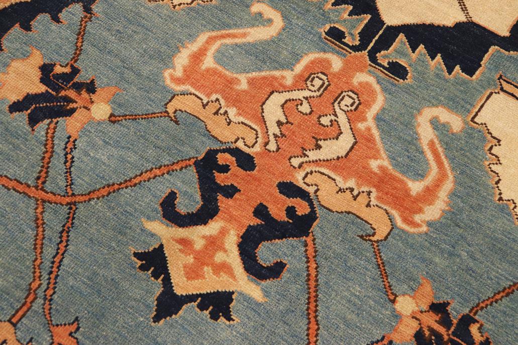 handmade Traditional Veg Dye Blue Beige Hand Knotted RECTANGLE 100% WOOL area rug 9 x 12