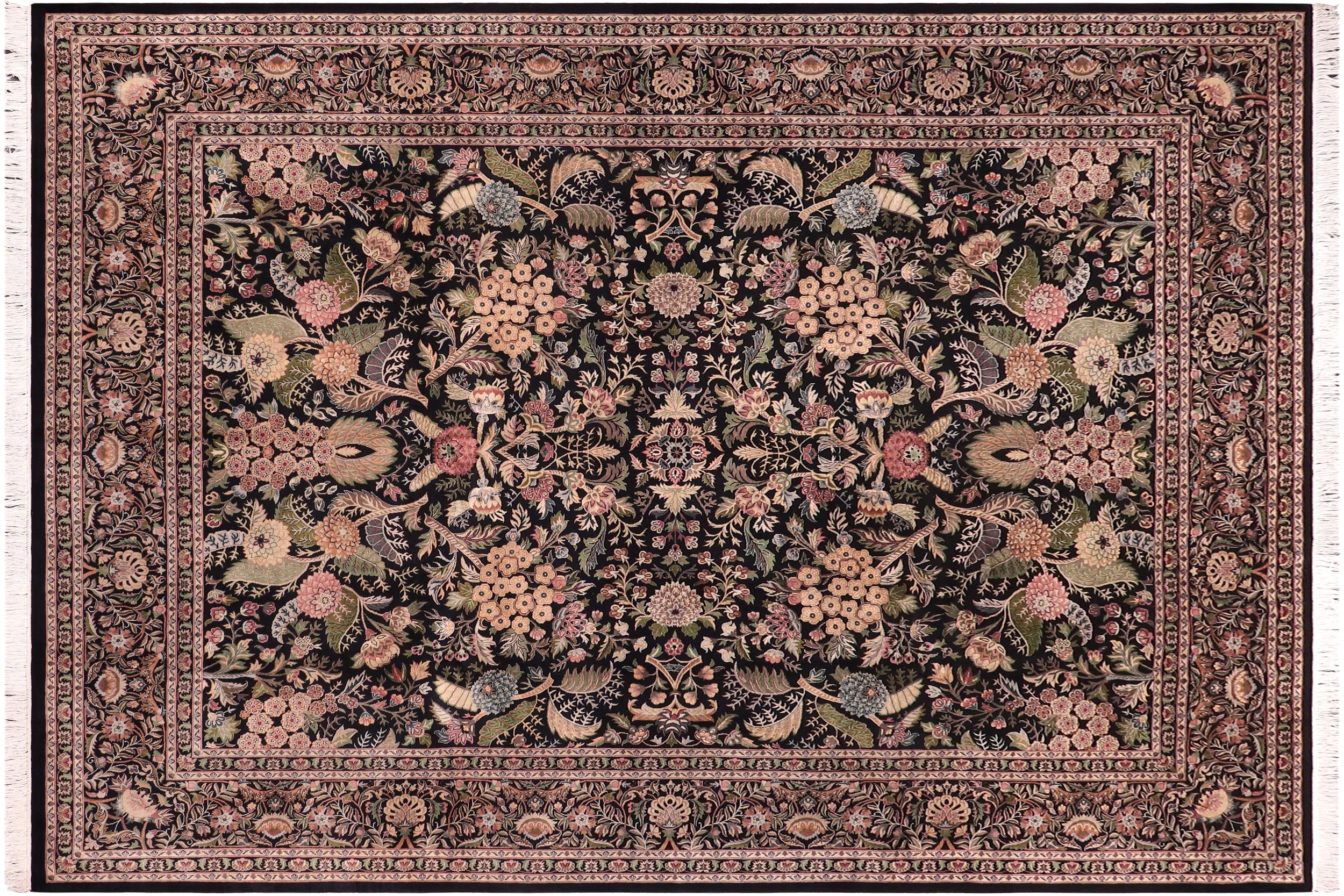 handmade Traditional Nagi Black Black Hand Knotted RECTANGLE 100% WOOL area rug 9x12