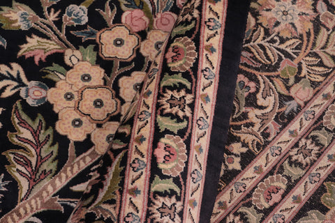 handmade Traditional Nagi Black Black Hand Knotted RECTANGLE 100% WOOL area rug 9x12