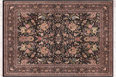 handmade Traditional Nagi Black Black Hand Knotted RECTANGLE 100% WOOL area rug 9x12