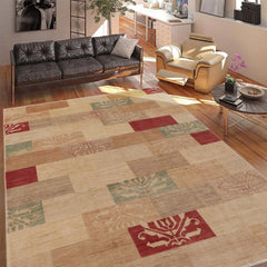 handmade Modern Kafkaz Tan Red Hand Knotted RECTANGLE 100% WOOL area rug 9' x 11'