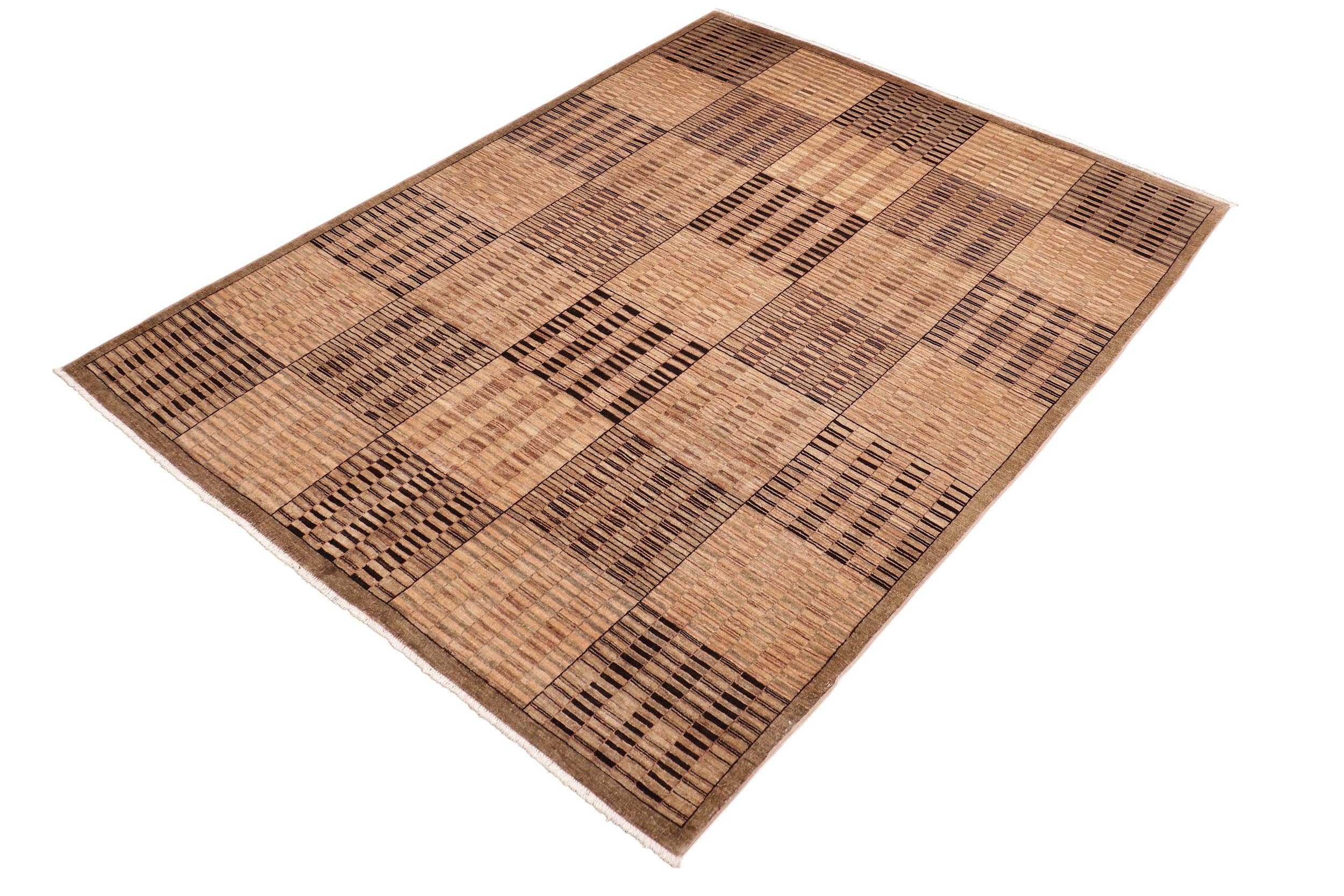 handmade Modern Gabbeh Tan Brown Hand Knotted RECTANGLE 100% WOOL area rug 8' x 10'