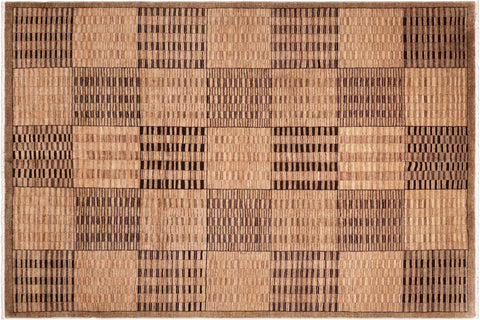 handmade Modern Gabbeh Tan Brown Hand Knotted RECTANGLE 100% WOOL area rug 8' x 10'