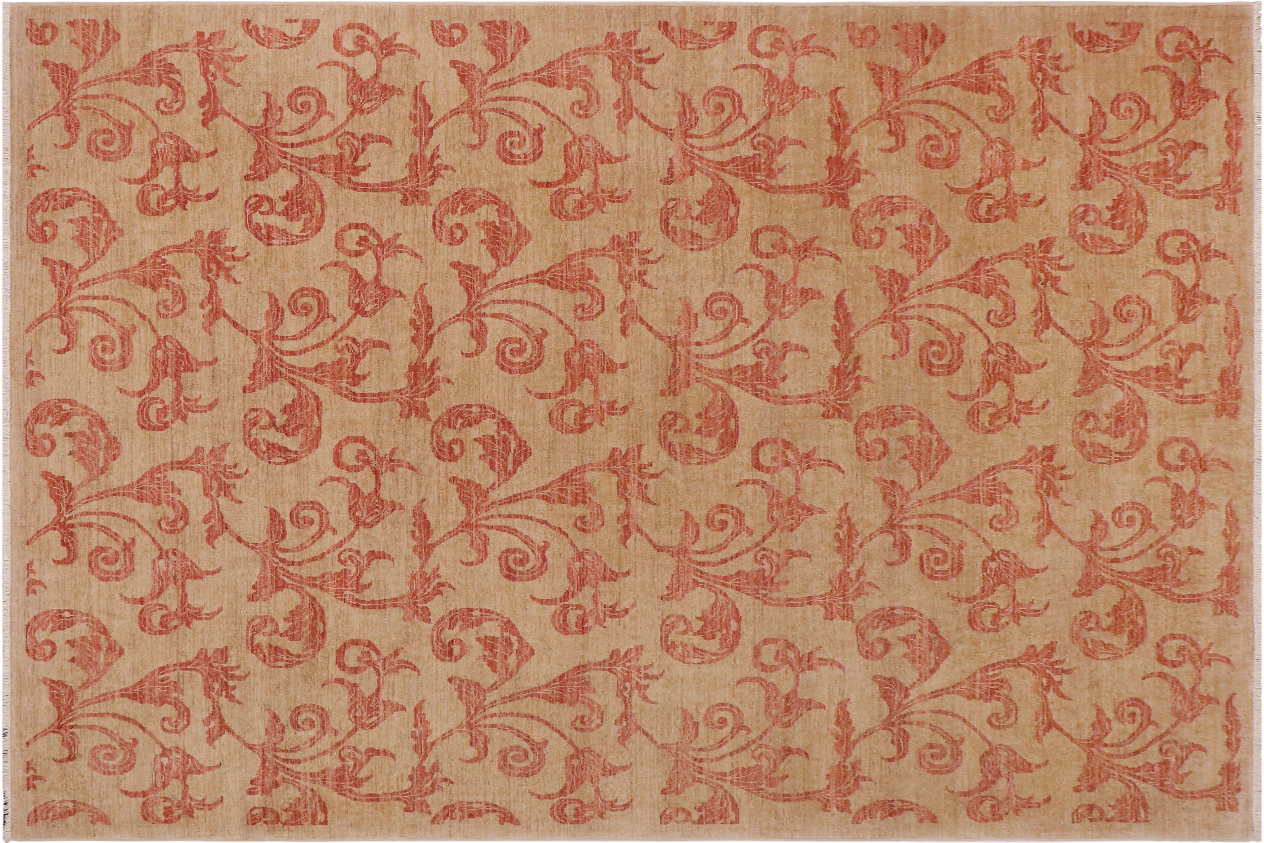 handmade Modern Kafkaz Tan Rust Hand Knotted RECTANGLE 100% WOOL area rug 9' x 12'