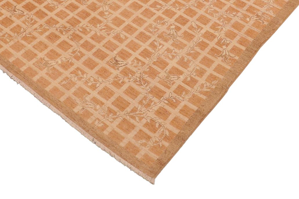 handmade Transitional Kafkaz Rust Tan Hand Knotted RECTANGLE 100% WOOL area rug 6 x 9