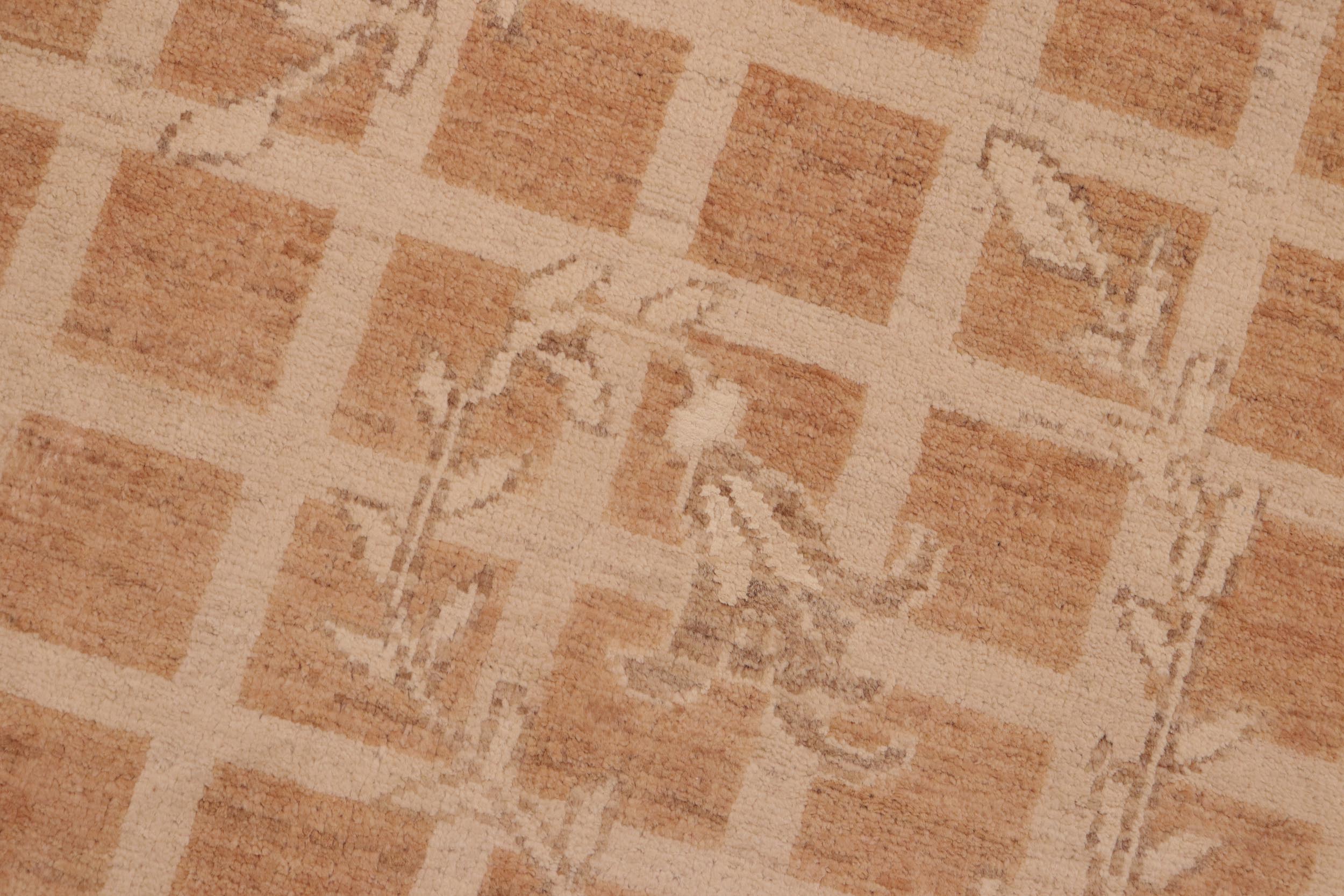 handmade Modern Kafkaz Rust Tan Hand Knotted RECTANGLE 100% WOOL area rug 6' x 9'