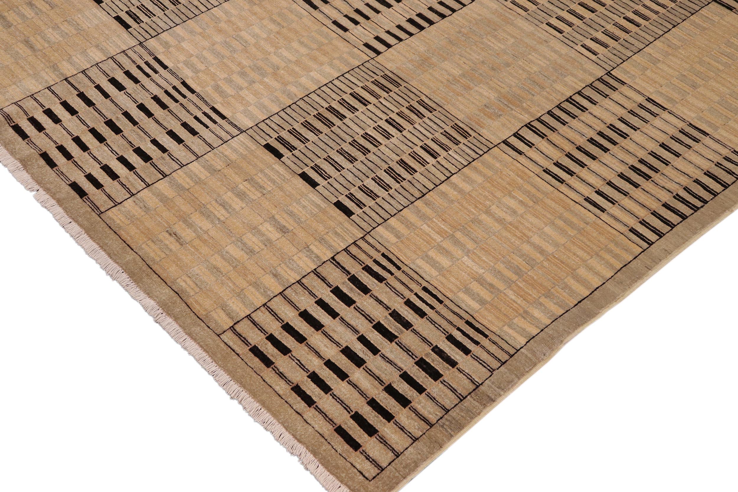 handmade Modern Gabbeh Green Tan Hand Knotted RECTANGLE 100% WOOL area rug 9' x 12'
