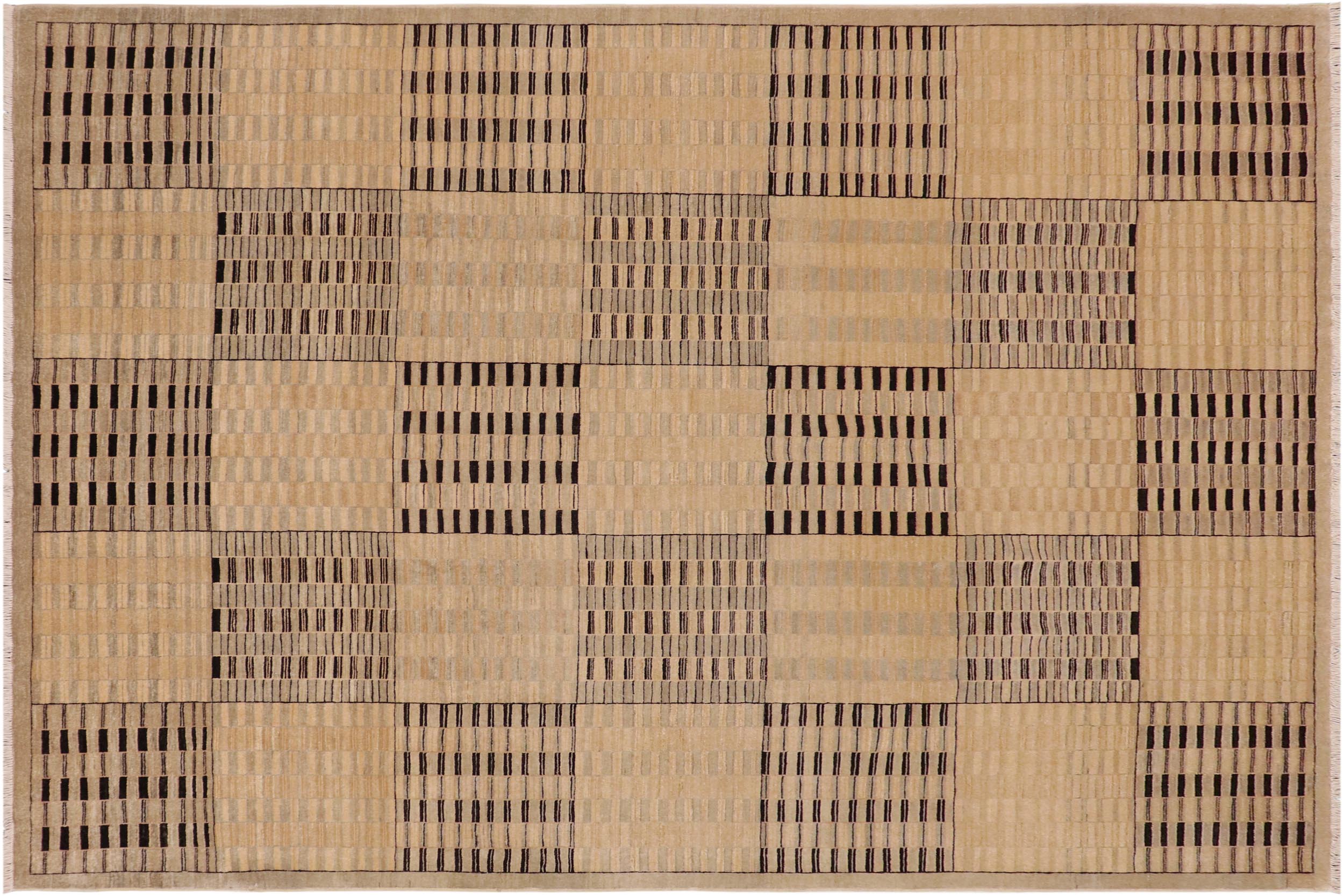 handmade Modern Gabbeh Green Tan Hand Knotted RECTANGLE 100% WOOL area rug 9' x 12'