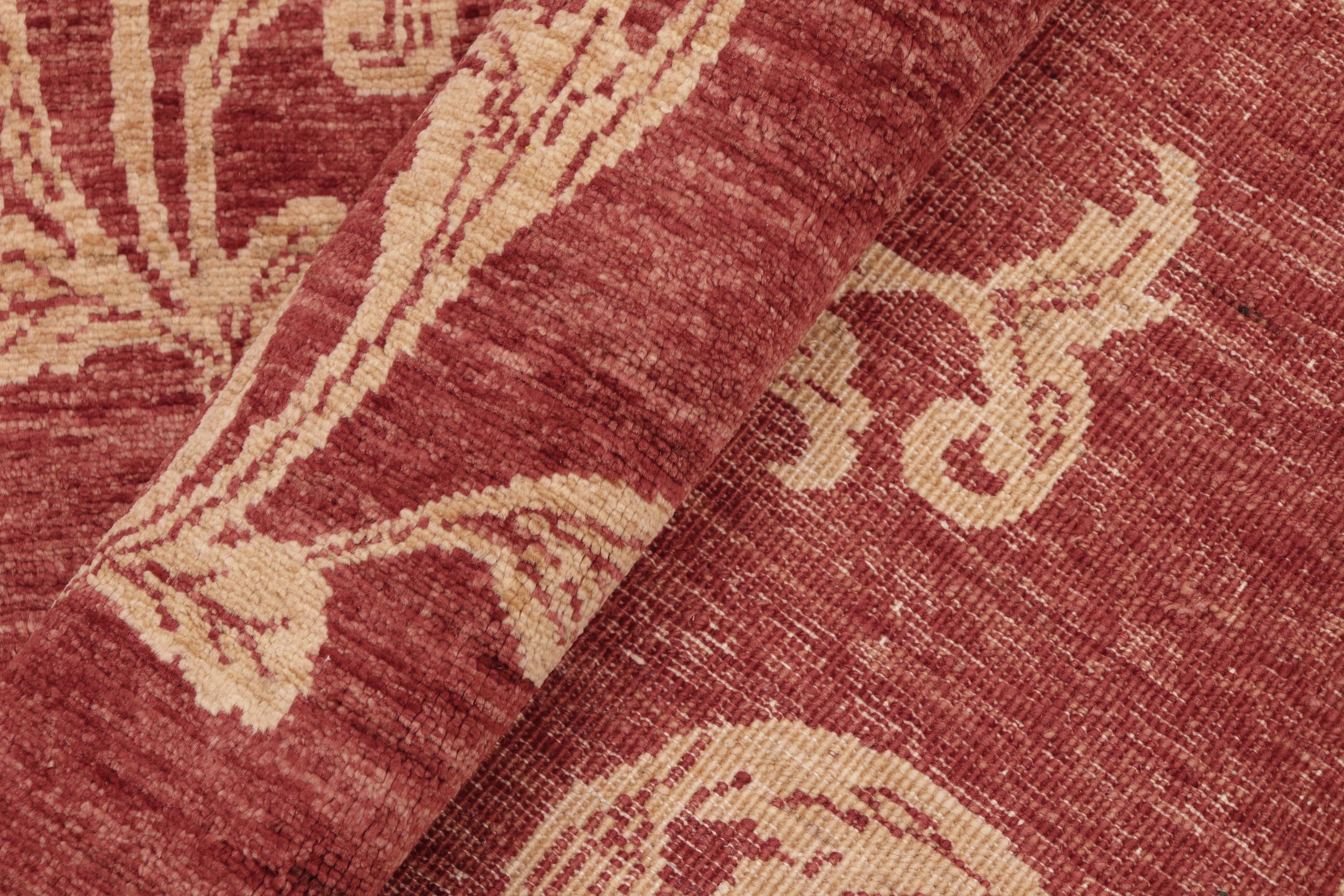 handmade Modern Kafkaz Red Gold Hand Knotted RECTANGLE 100% WOOL area rug 6' x 9'