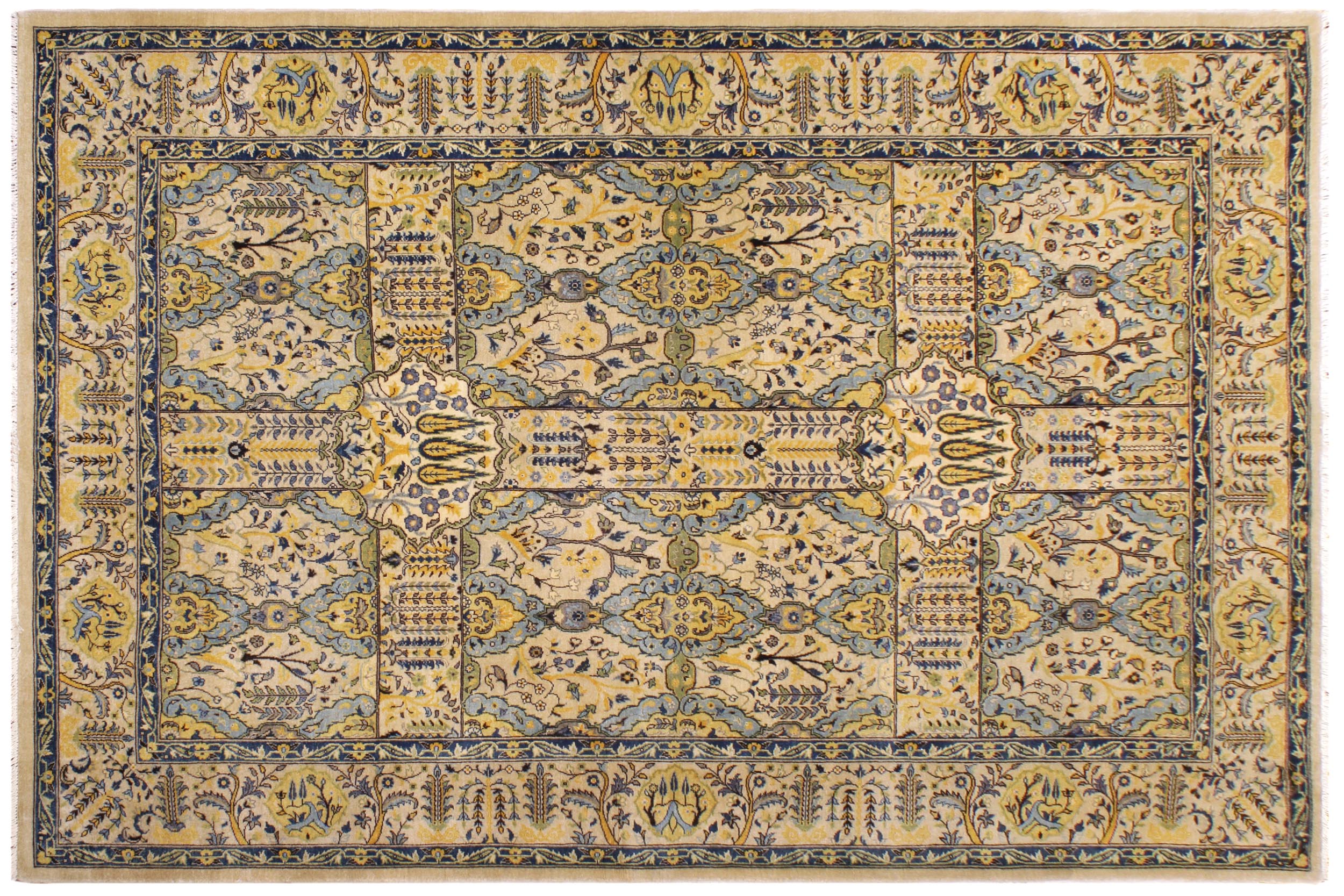 handmade Transitional Design Lt. Gray Lt. Gray Hand Knotted RECTANGLE 100% WOOL area rug 6' x 9'