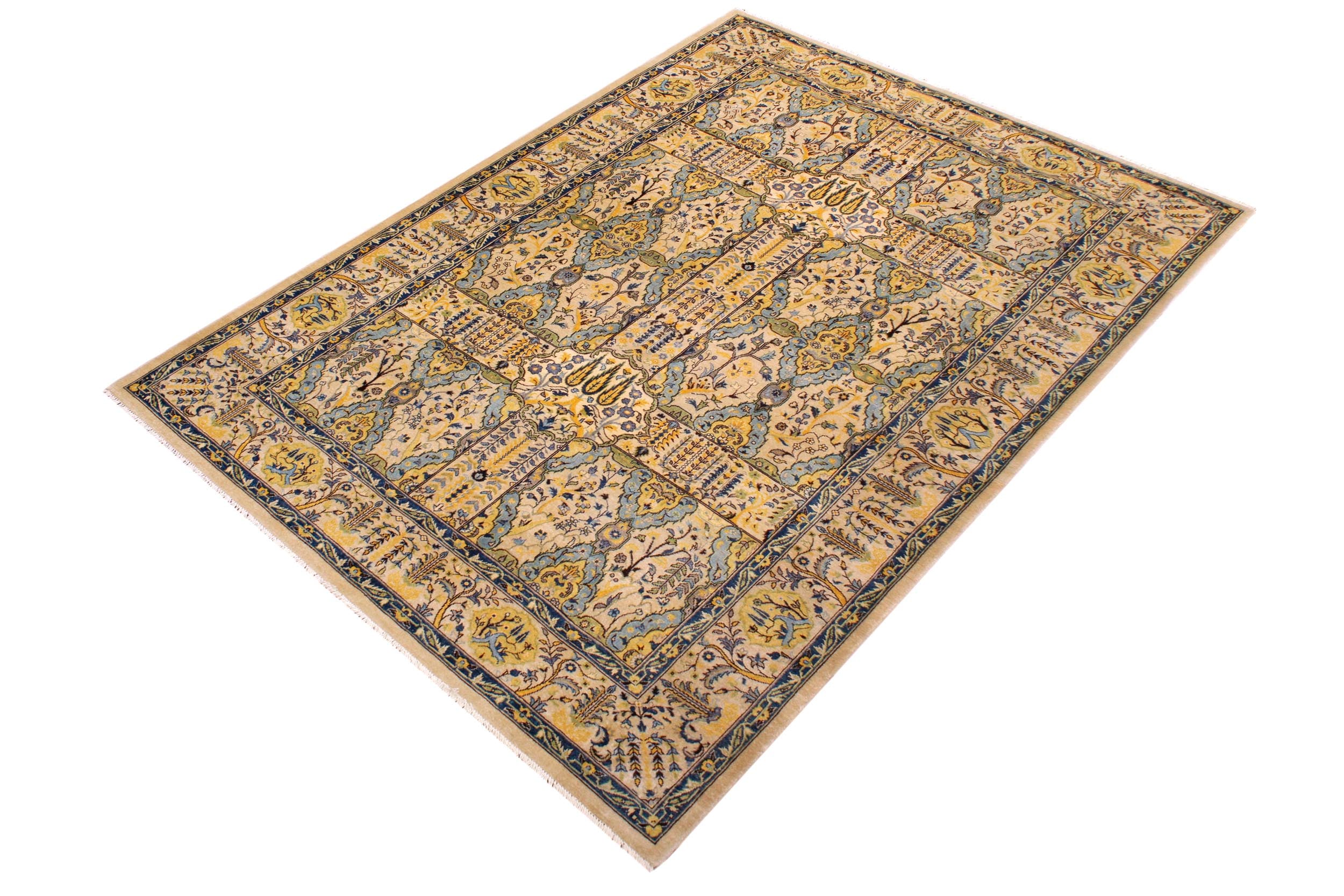 handmade Transitional Design Lt. Gray Lt. Gray Hand Knotted RECTANGLE 100% WOOL area rug 6' x 9'