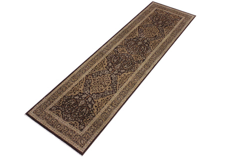 handmade Transitional Veg Dye Brown Tan Hand Knotted RUNNER 100% WOOL area rug 3' x 12'