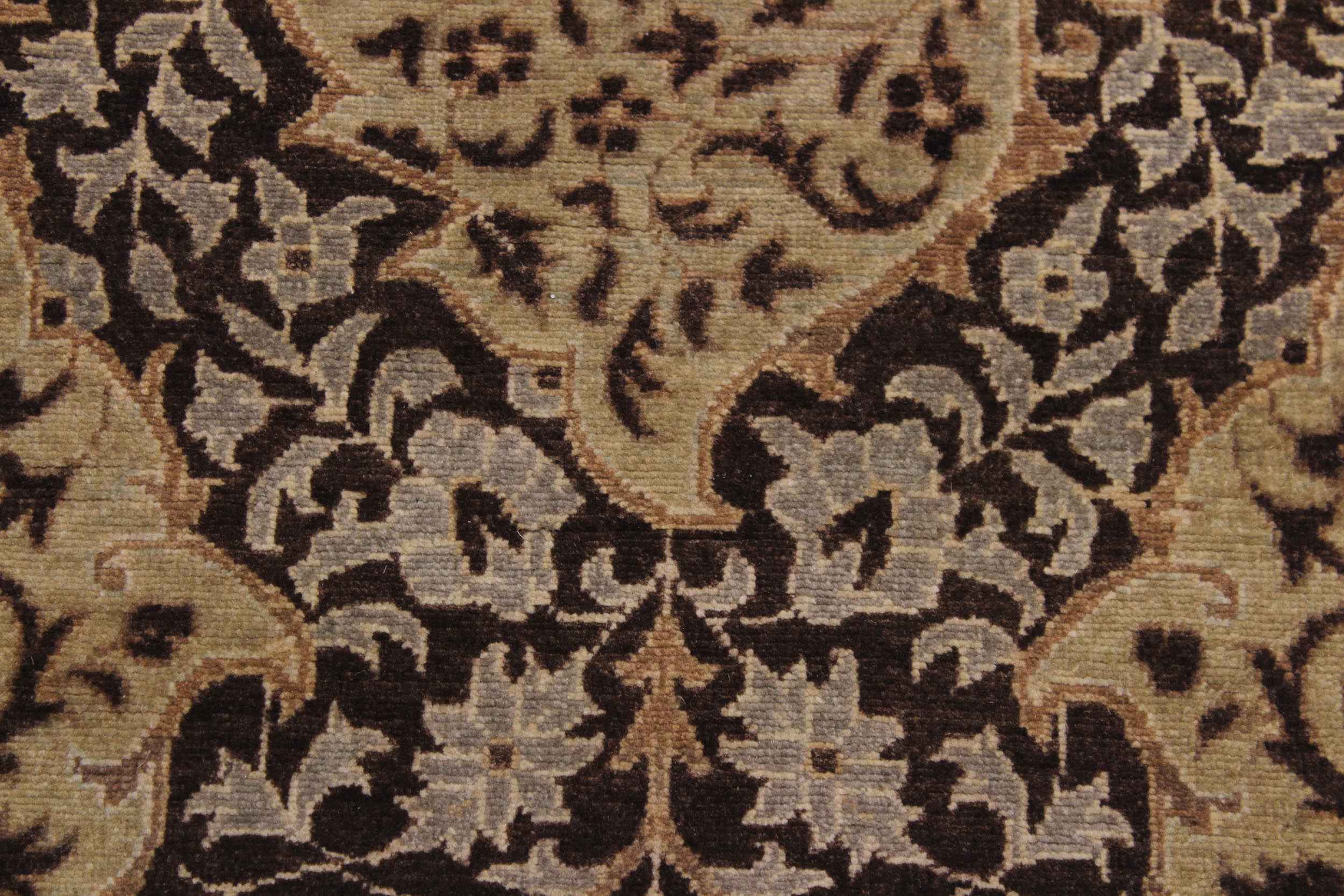 handmade Transitional Veg Dye Brown Tan Hand Knotted RUNNER 100% WOOL area rug 3' x 12'