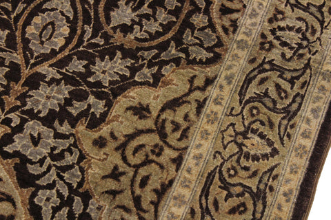 handmade Transitional Veg Dye Brown Tan Hand Knotted RUNNER 100% WOOL area rug 3' x 12'