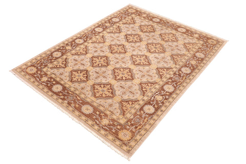 handmade Transitional Kafkaz Beige Brown Hand Knotted RECTANGLE 100% WOOL area rug 6' x 9'