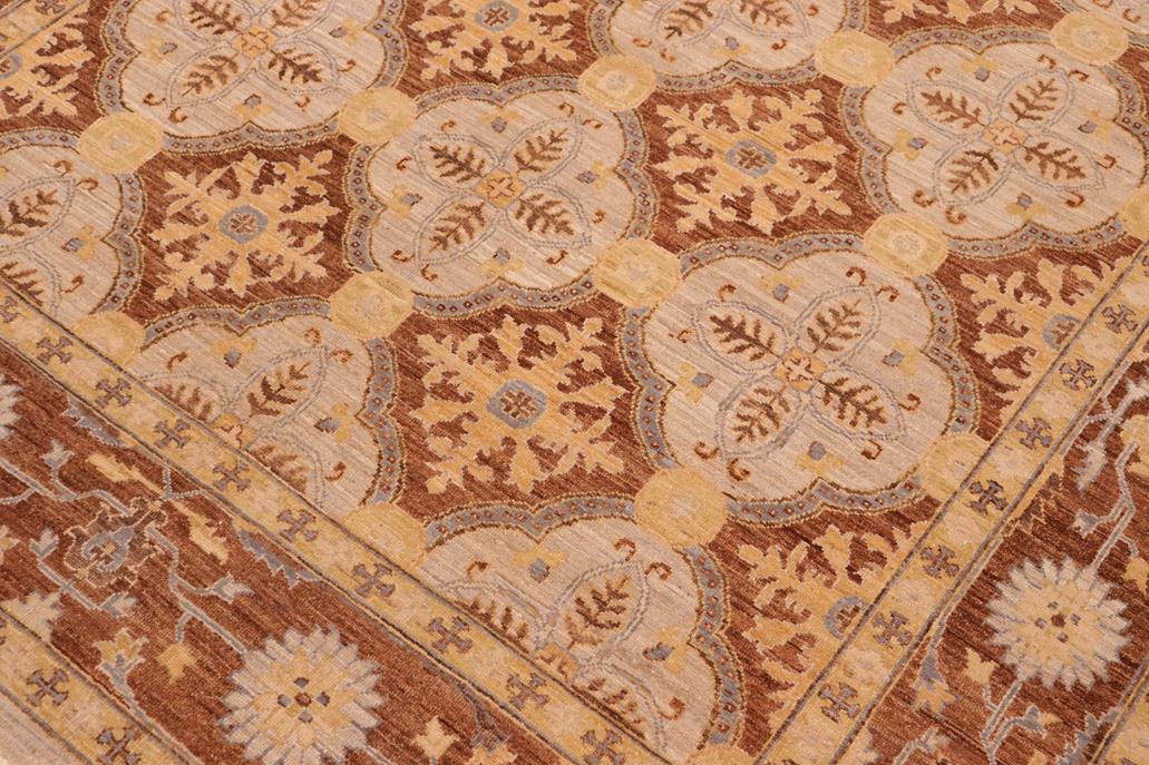 handmade Transitional Kafkaz Beige Brown Hand Knotted RECTANGLE 100% WOOL area rug 6 x 9