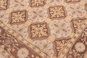 handmade Transitional Kafkaz Beige Brown Hand Knotted RECTANGLE 100% WOOL area rug 6' x 9'