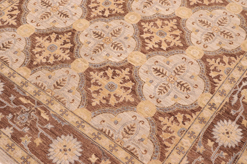 handmade Transitional Kafkaz Beige Brown Hand Knotted RECTANGLE 100% WOOL area rug 6' x 9'