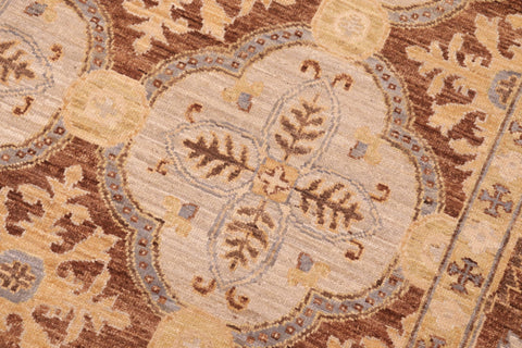 handmade Transitional Kafkaz Beige Brown Hand Knotted RECTANGLE 100% WOOL area rug 6' x 9'