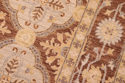 handmade Transitional Kafkaz Beige Brown Hand Knotted RECTANGLE 100% WOOL area rug 6' x 9'