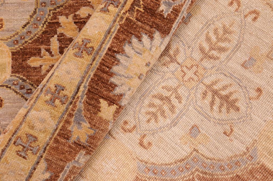 handmade Transitional Kafkaz Beige Brown Hand Knotted RECTANGLE 100% WOOL area rug 6 x 9