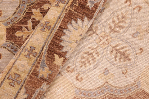 handmade Transitional Kafkaz Beige Brown Hand Knotted RECTANGLE 100% WOOL area rug 6' x 9'